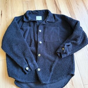 American Eagle Navy Blue Oversized Fleece Shacket Women’s Small